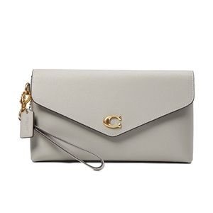 New Coach Wyn Leather Wristlet Dove Grey
